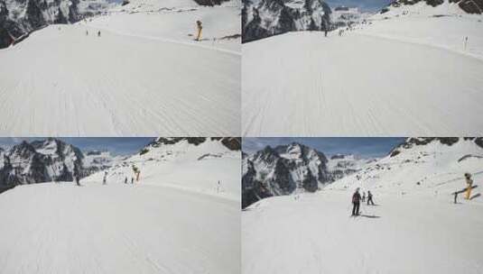 POV拍摄的滑雪者下坡高清在线视频素材下载