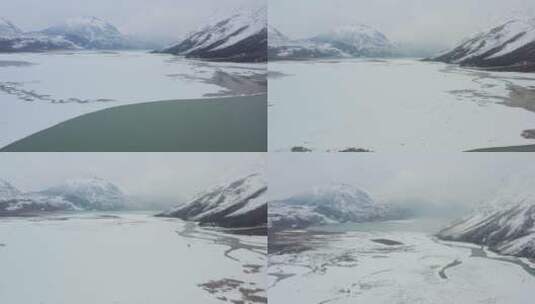 航拍冬天冰封的然乌湖高清在线视频素材下载
