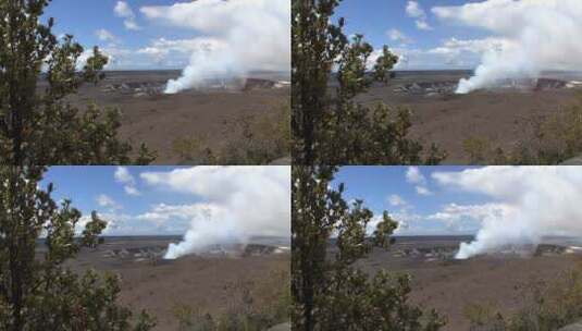 火山喷发的烟雾天际线景观高清在线视频素材下载