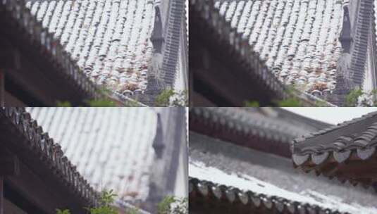 【空镜】4K-冬季雪后屋檐-传统建筑-多角度高清在线视频素材下载