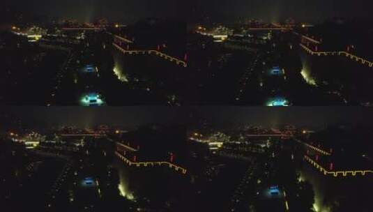 西安夜景城墙航拍高清在线视频素材下载