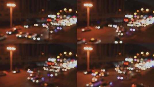 城市夜晚车流光斑光晕高清在线视频素材下载
