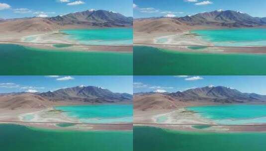 航拍西藏物玛错和达绕错双湖同框高清在线视频素材下载