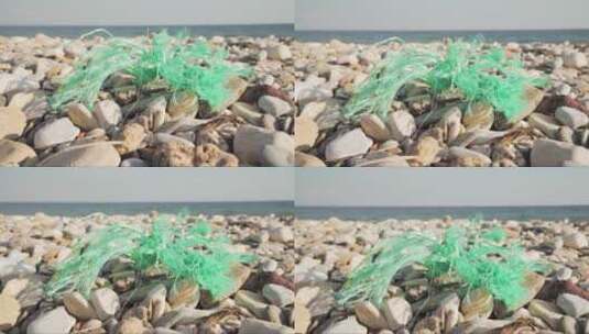 海边的废弃渔网高清在线视频素材下载