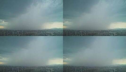 杭州城市雷暴云暴雨天空降水线迹航拍延时高清在线视频素材下载