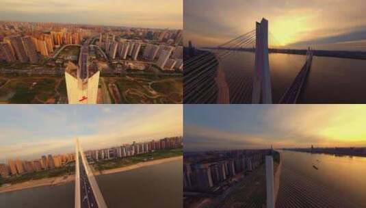 【fpv】穿越武汉二七长江大桥高清在线视频素材下载