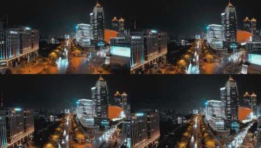 上海浦东陆家嘴夜景航拍高清在线视频素材下载
