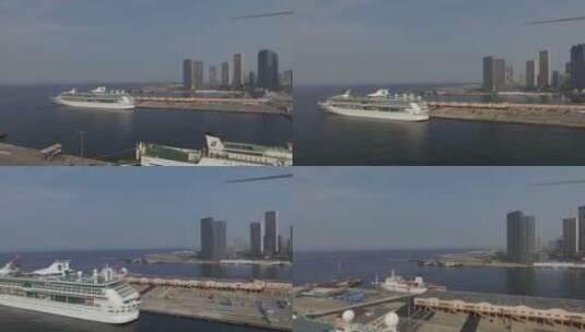 航拍海上大船高清在线视频素材下载