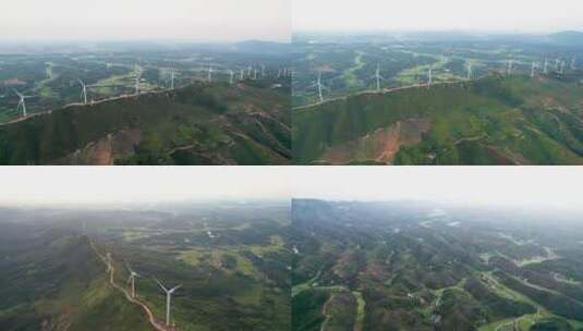 自然风光山脉山脉风力发电机航拍4k合集高清在线视频素材下载