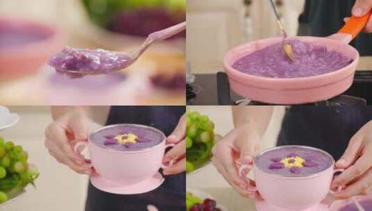 紫薯米粥高清在线视频素材下载