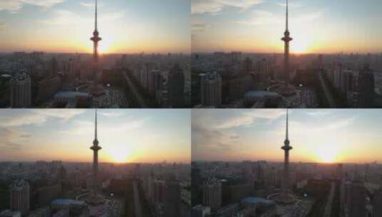 哈尔滨龙塔城市风光航拍高清在线视频素材下载