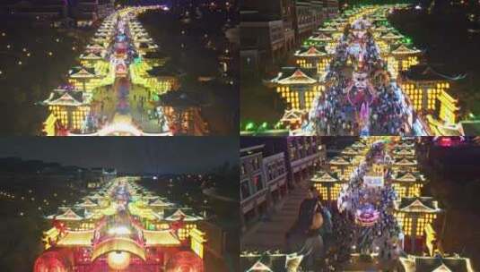 “南宁之夜”步行街夜景航拍视频素材高清在线视频素材下载