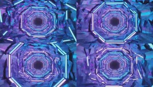科幻感霓虹隧道3D场景高清在线视频素材下载