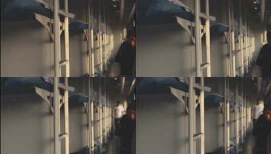 4k火车卧铺车厢内部场景光影空镜高清在线视频素材下载