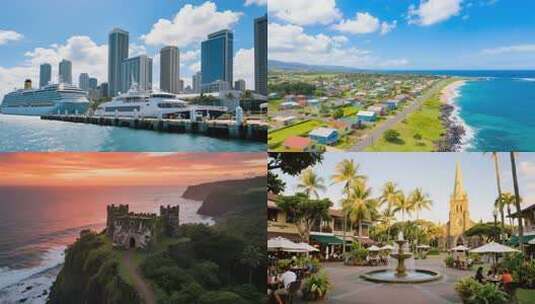 夏威夷风光航拍夏威夷高清在线视频素材下载