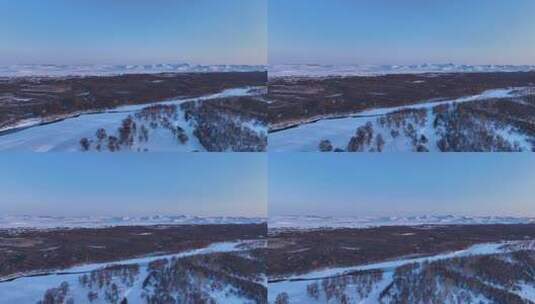 航拍内蒙古亚洲第一湿地雪景高清在线视频素材下载