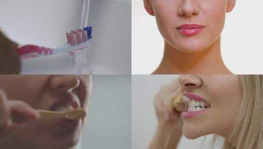 美女刷牙、口腔健康、洗漱美好生活高清在线视频素材下载