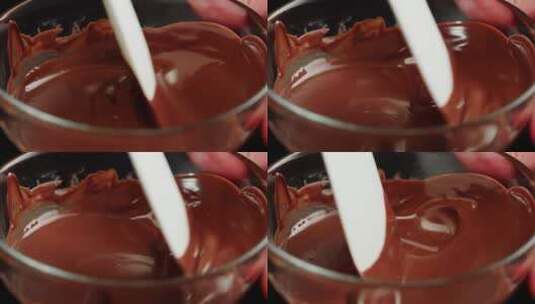 搅拌巧克力果酱的画面特写高清在线视频素材下载