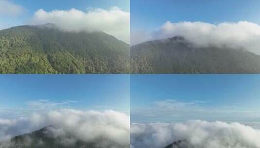 山峰云雾缭绕云海航拍雨后山上雾气森林风景高清在线视频素材下载