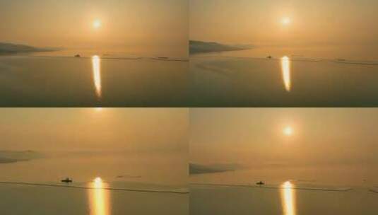 苏州太湖西山东山日落航拍高清在线视频素材下载