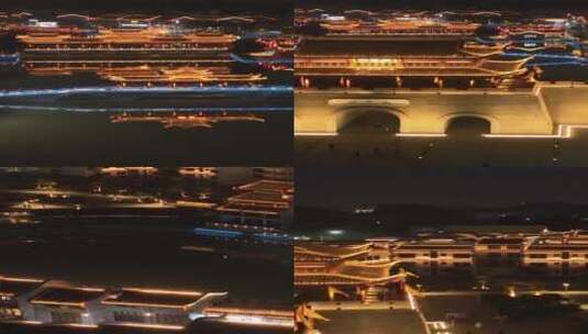 高清竖屏航拍太平古城夜景高清在线视频素材下载