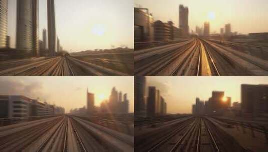 城市轻轨列车行驶第一视角高清在线视频素材下载
