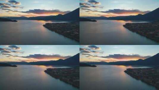 航拍风景夕阳日落湖高清在线视频素材下载
