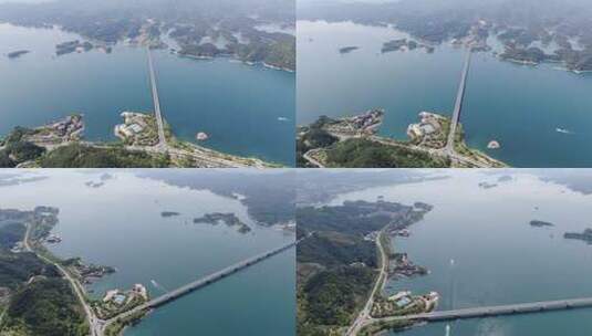 航拍杭州淳安千岛湖大桥4K高清在线视频素材下载