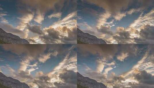 扎尕那蓝天白云云雾缭绕草地石头山高清在线视频素材下载