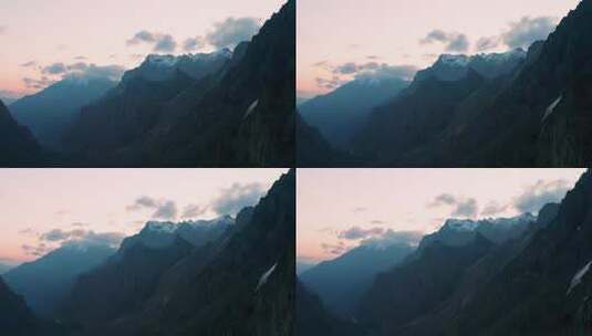 航拍新疆天山日出高清在线视频素材下载