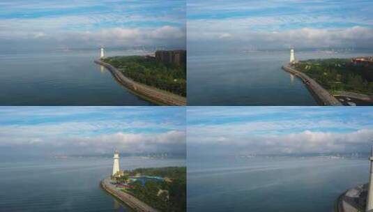 海边小城海边公园灯塔高清在线视频素材下载