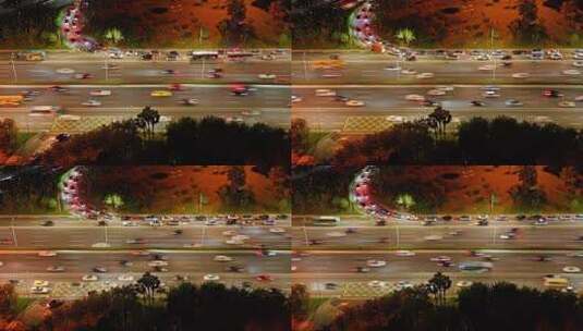 城市高速公路夜景晚高峰车流延时高清在线视频素材下载
