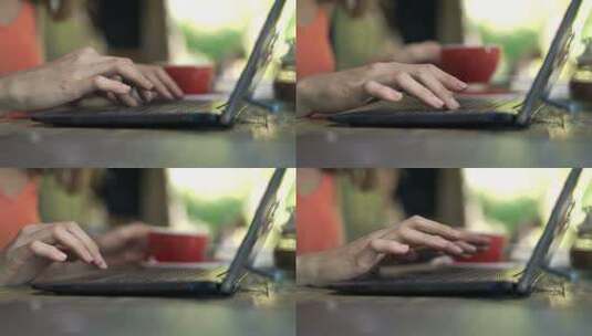 双手在笔记本电脑上打字高清在线视频素材下载