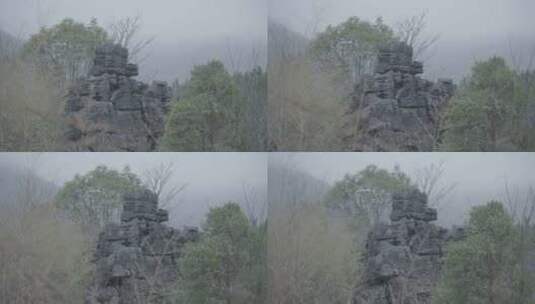 喀斯特地貌风化的岩石石头高清在线视频素材下载