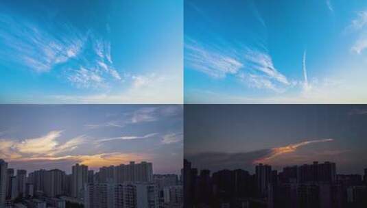天空蓝天白云延时日落云层黄昏4K摄影高清在线视频素材下载