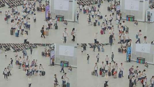 深圳北站火车站高铁站旅客走向检票口高清在线视频素材下载
