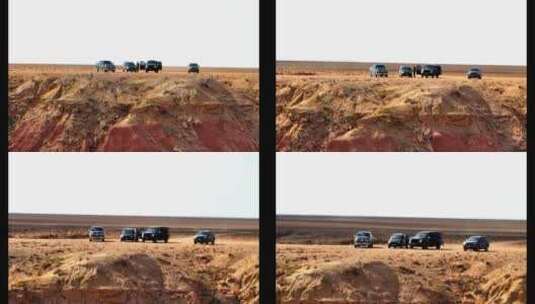 高清航拍高原大风沙漠车行驶在路上高清在线视频素材下载