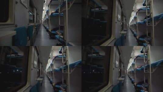 旅游列车上硬卧休息区通道第一视角含声高清在线视频素材下载