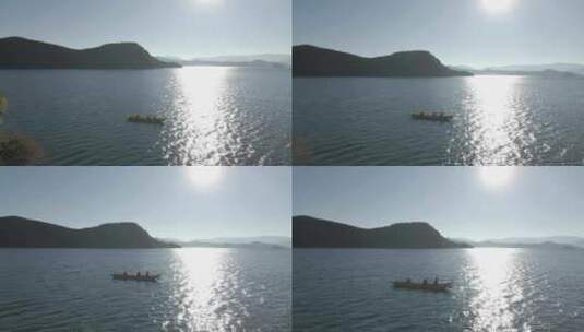 4K 航拍人间绝美摩梭族泸沽湖神湖神山高清在线视频素材下载