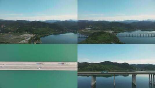 武当太极湖大桥丹河大桥航拍高清在线视频素材下载