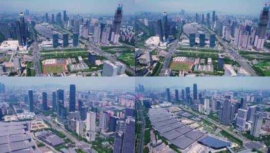4k 航拍南京国际博览中心cbd建筑群高清在线视频素材下载