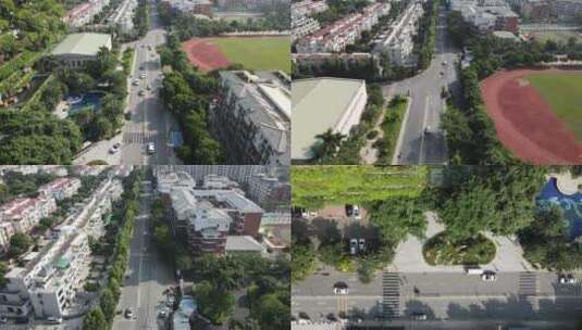 广州佛山航拍城市居民小区街道马路俯拍高清在线视频素材下载