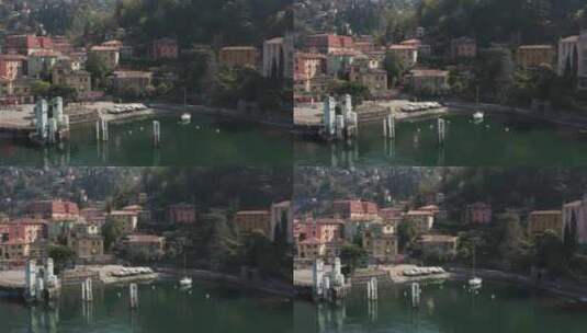 意大利科莫湖瓦伦纳港的无人机景观高清在线视频素材下载
