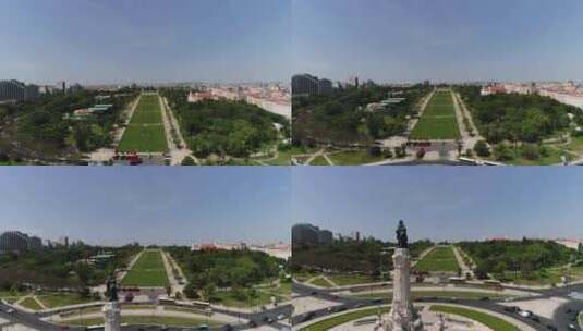 实拍大片绿地的城市广场高清在线视频素材下载