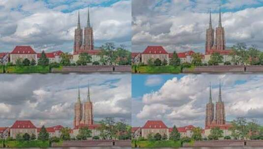 弗罗茨瓦夫大教堂浸信会的时间流逝高清在线视频素材下载