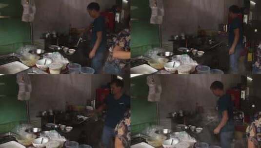 传统美食摊贩做汤粉高清在线视频素材下载
