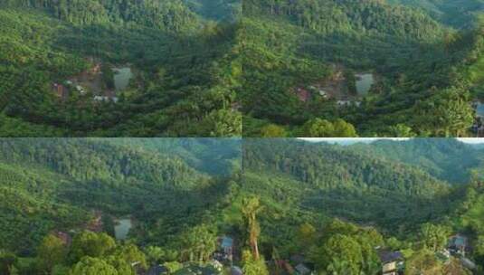 沙巴斗湖观景顶度假村的日落鸟瞰图高清在线视频素材下载