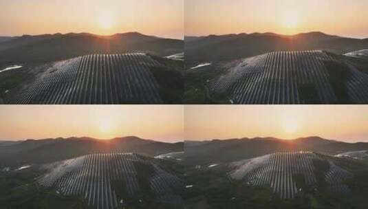 山上光伏太阳能发电站航拍高清在线视频素材下载