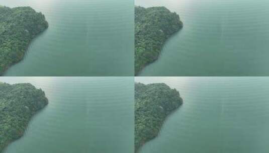 湖边俯拍湖面岸边风光森林湖泊树林俯视湖水高清在线视频素材下载