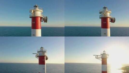 海岸线灯塔航拍高清在线视频素材下载